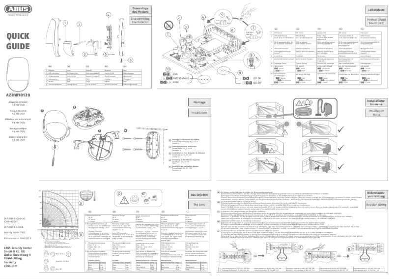 Page 1 de la notice Manuel utilisateur Abus AZBW10120