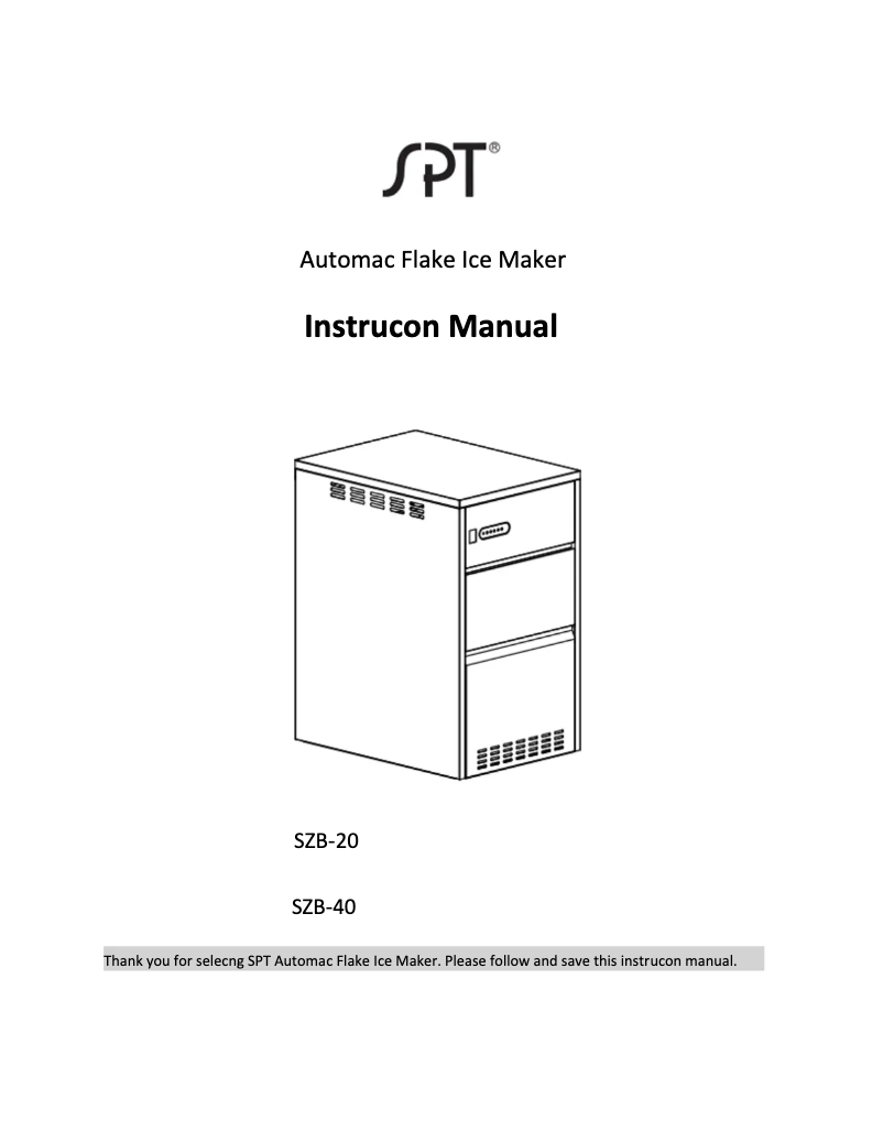 Page 1 de la notice Manuel utilisateur SPT SZB-40