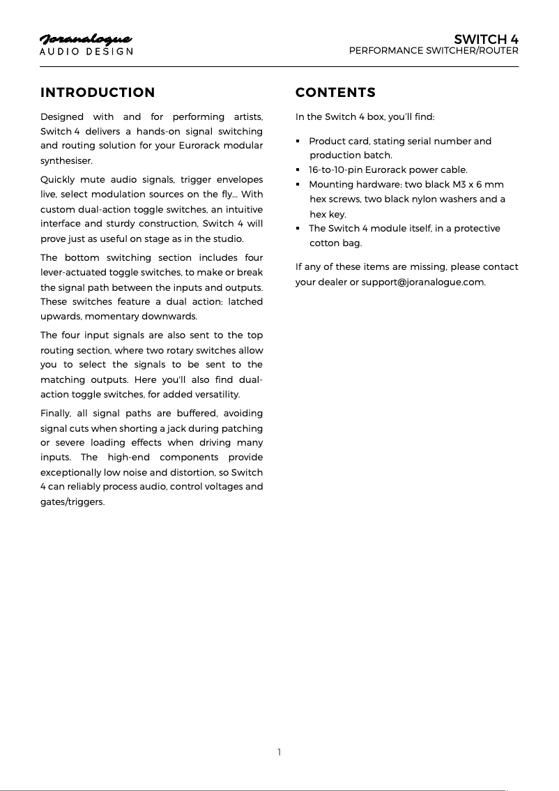 Image de la première page du manuel de l'appareil Switch 4