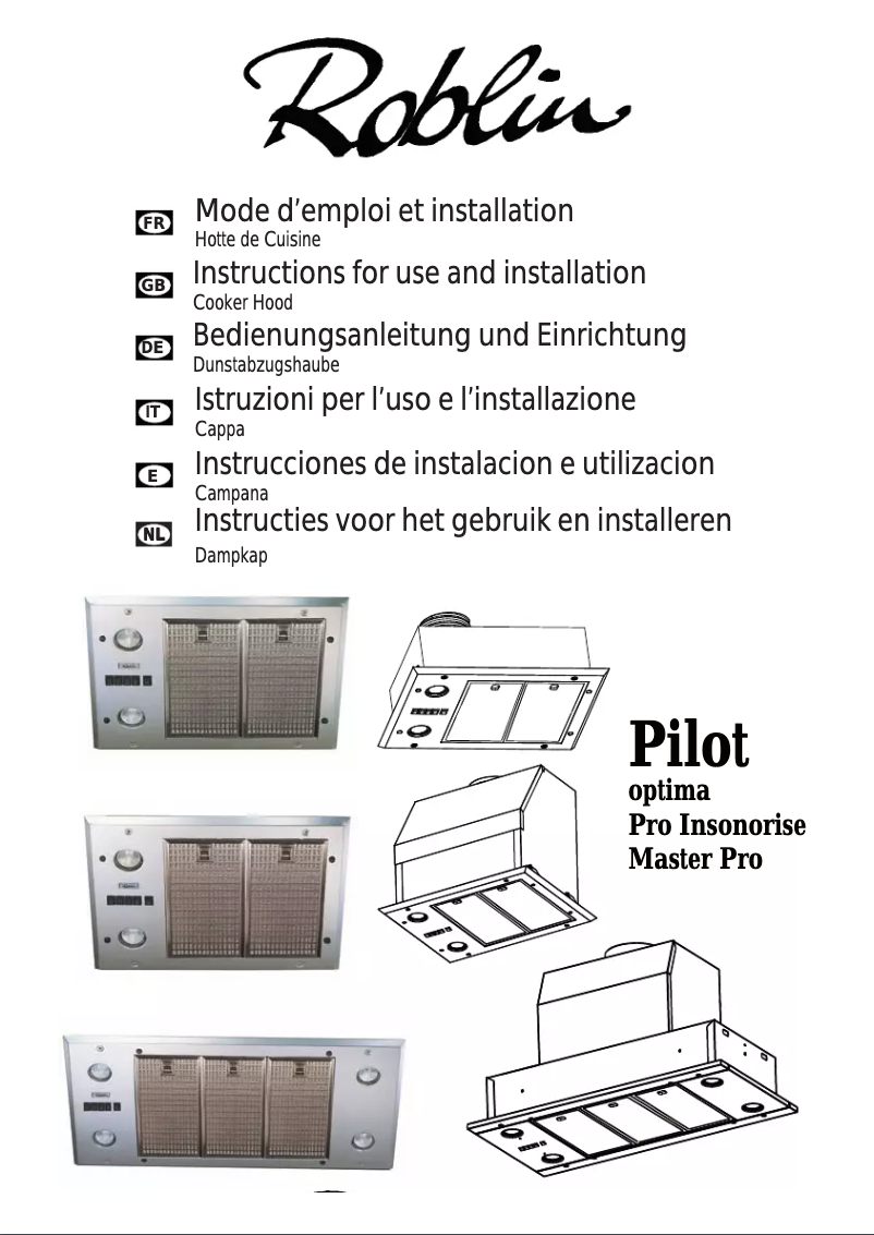 Page n°1 - Manuel utilisateur Roblin Pilot/2 Insonorisé