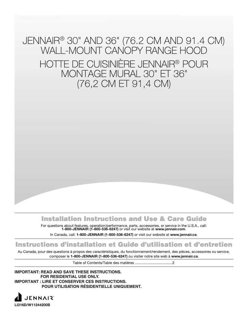 Page n°1 - Manuel utilisateur JennAir JXW8536HS