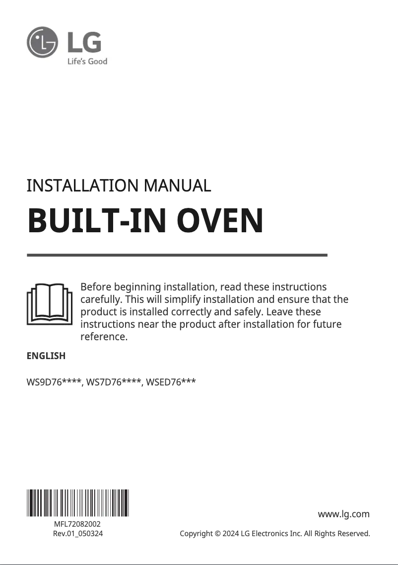 Page 1 de la notice Manuel utilisateur LG WSED7612S