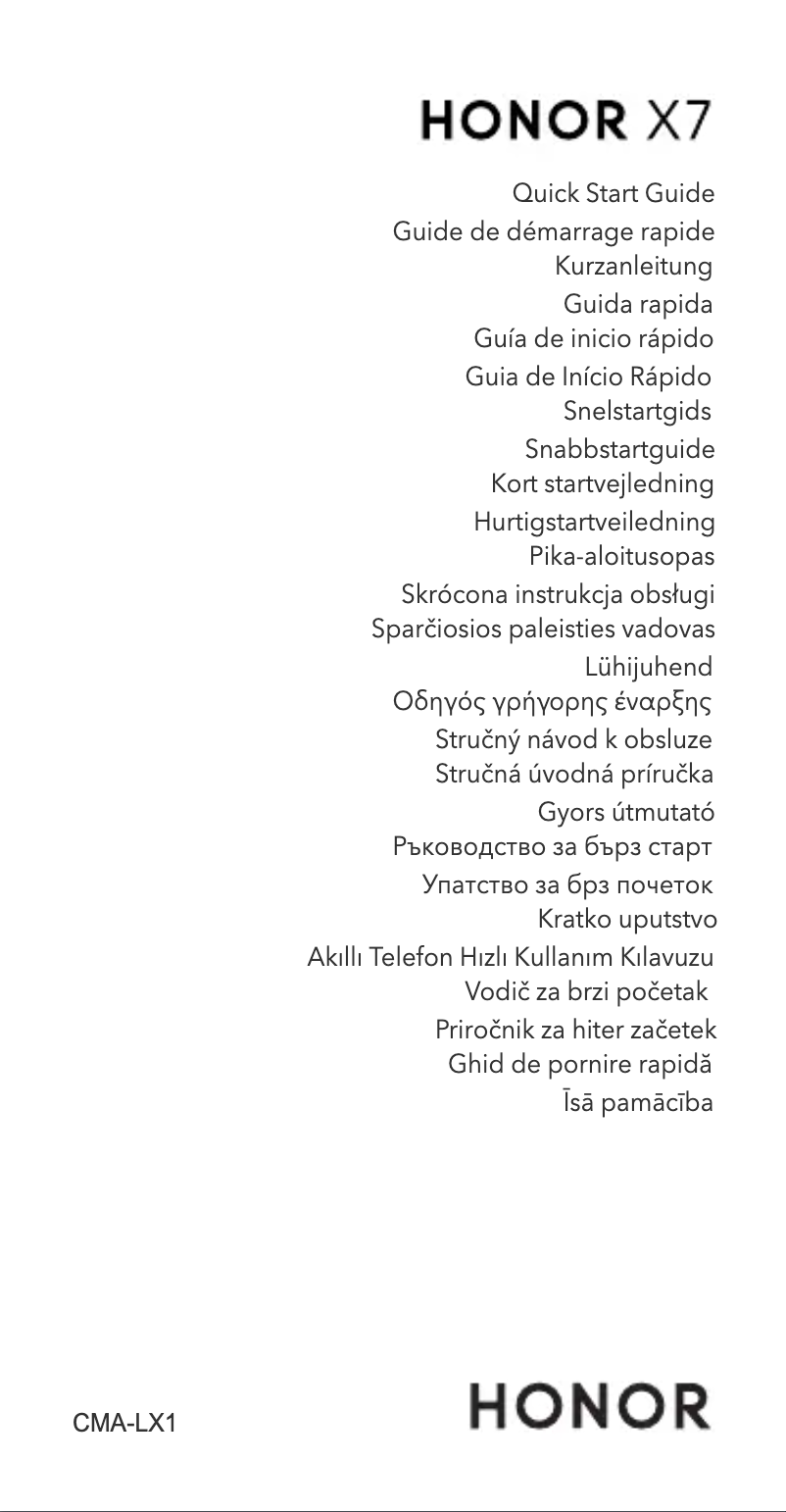 Page 1 de la notice Guide de démarrage rapide Honor X7