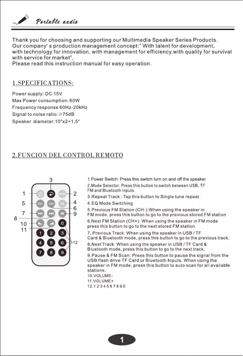 Page 1 de la notice Manuel utilisateur Pure Acoustics ESCAPE