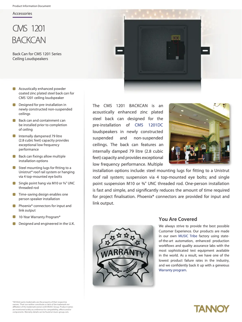 Page 1 de la notice Fiche technique Tannoy CMS 1201