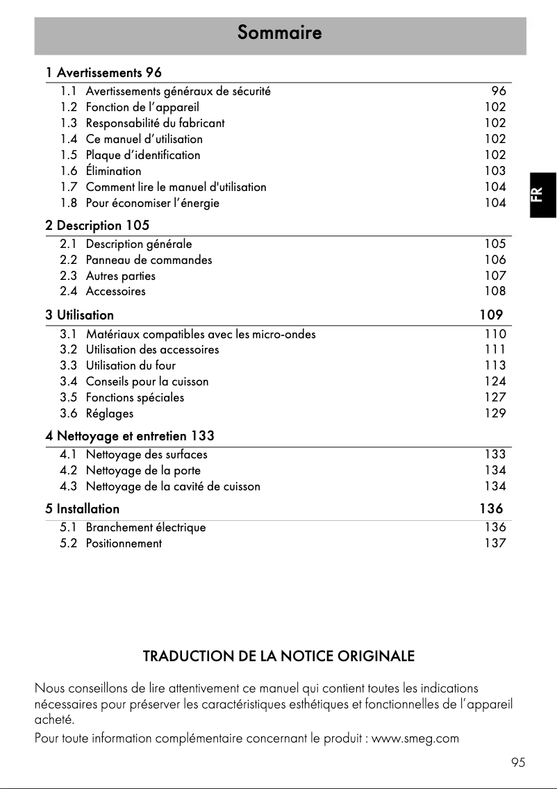 Page n°1 - Mode d'emploi Smeg SF4101MCS1