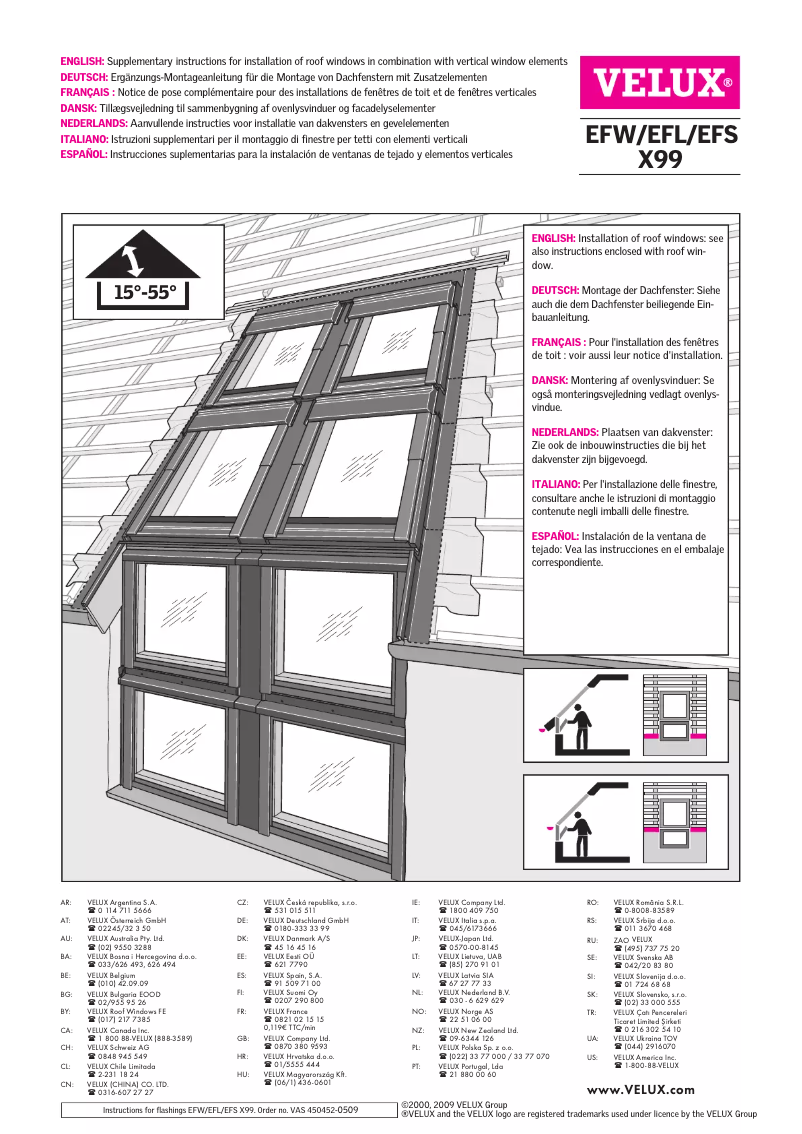 Page 1 de la notice Manuel utilisateur Velux EFW X99