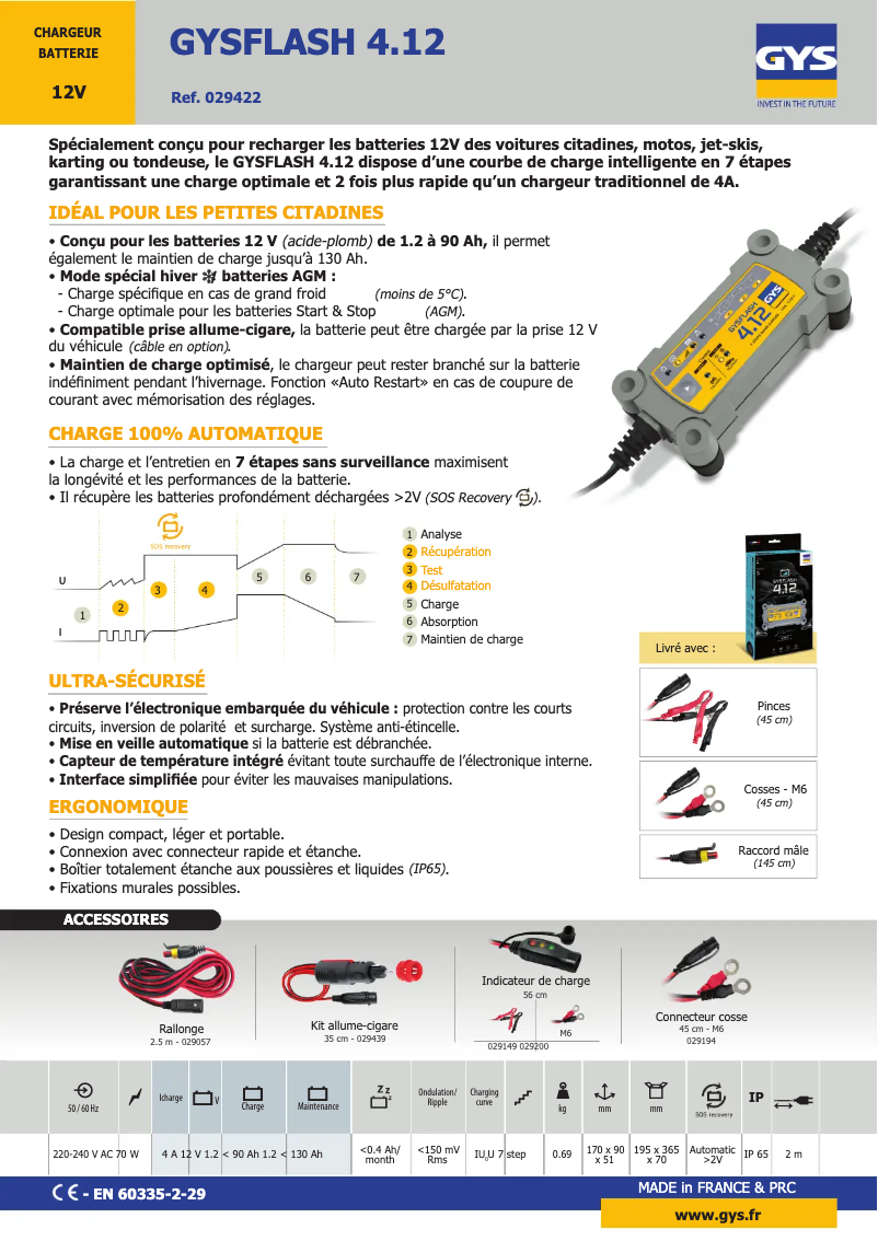 Page n°1 - Fiche technique GYS Gysflash 4.12