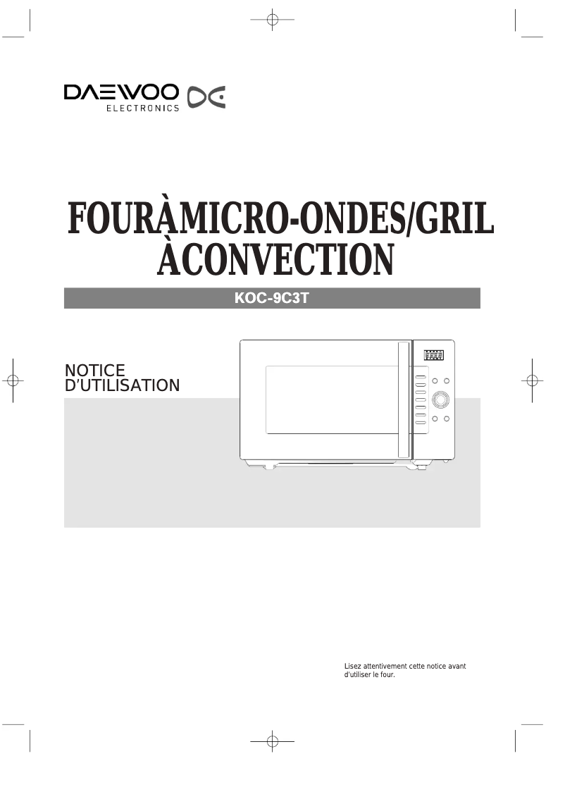 Page 1 de la notice Manuel utilisateur Daewoo KOC-9C3T