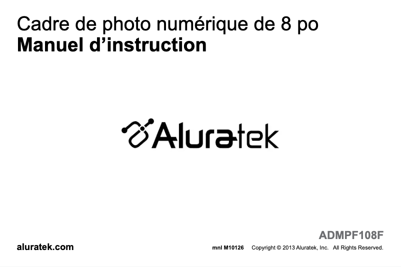 Page n°1 - Manuel utilisateur Aluratek ADMPF108F