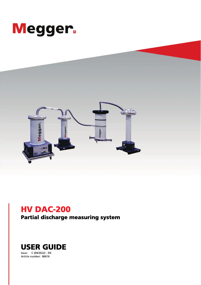 Page 1 de la notice Manuel utilisateur Megger HV DAC-200