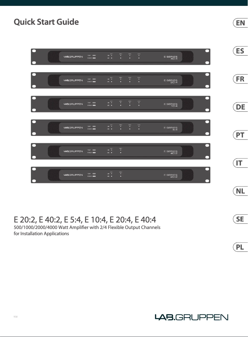 Page 1 de la notice Manuel utilisateur Lab Gruppen E 40:4