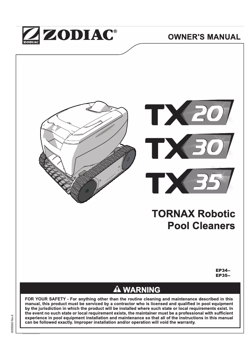 Page 1 de la notice Manuel utilisateur Zodiac Tornax TX30