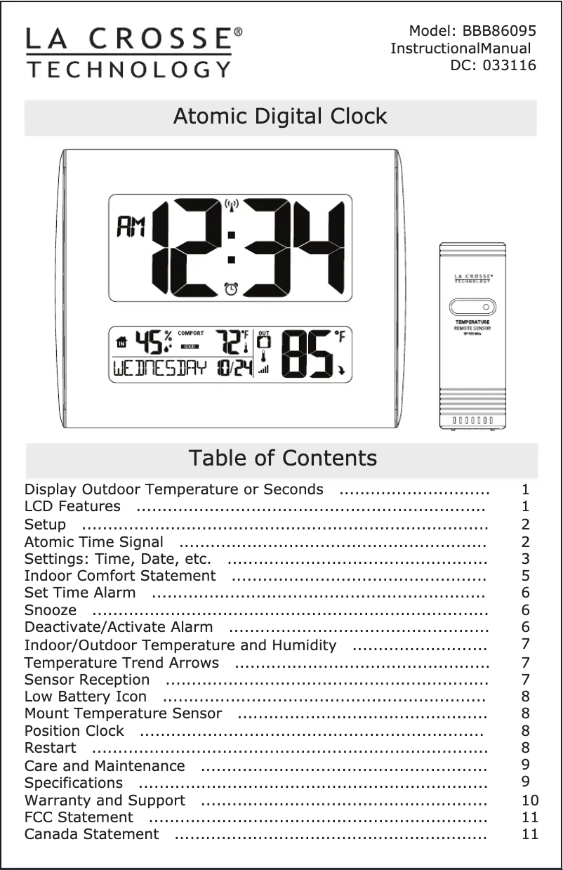 Page n°1 - Manuel utilisateur La Crosse Technology BBB86095