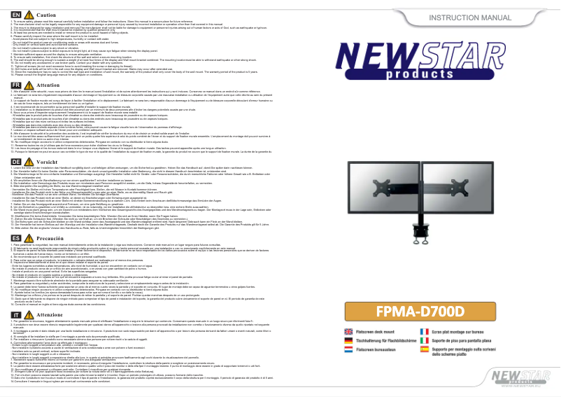 Page 1 de la notice Manuel utilisateur Newstar FPMA-D700D