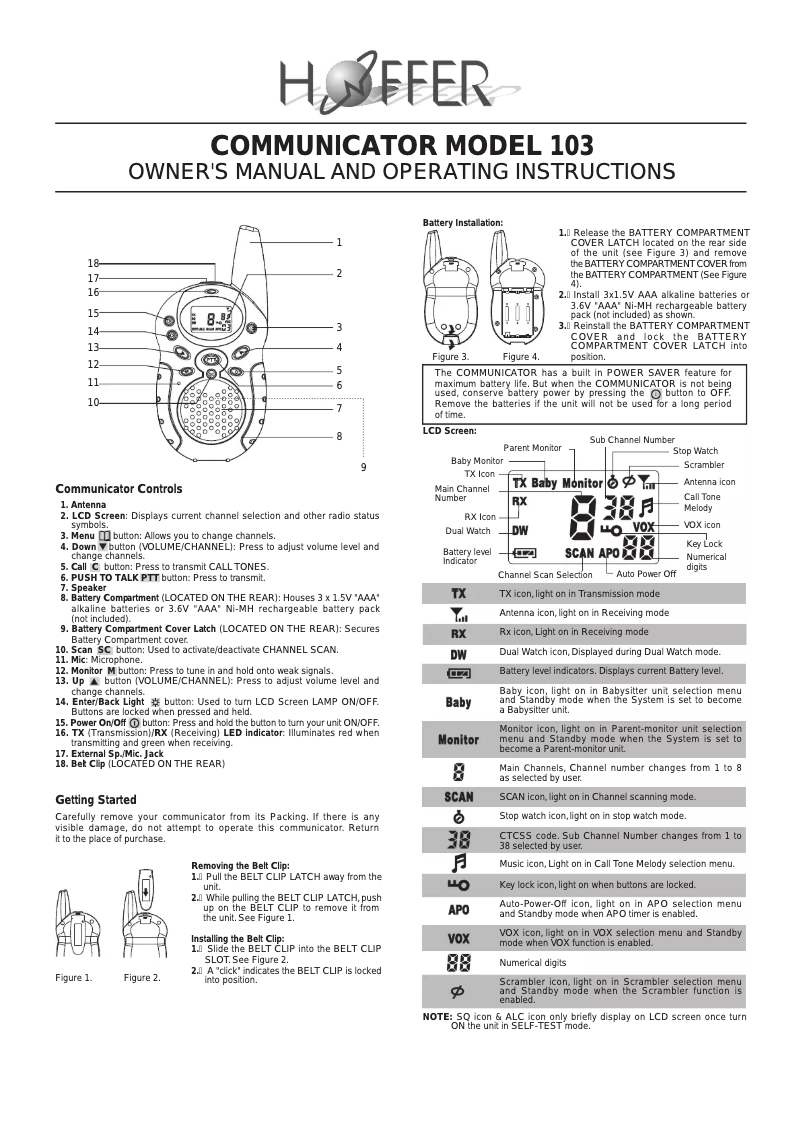 Page n°1 - Manuel utilisateur Hoffer 103