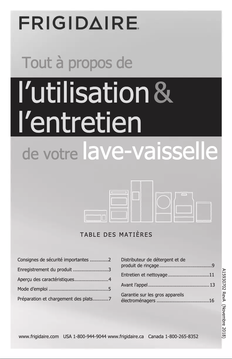 Page n°1 - Manuel utilisateur Frigidaire FFBD2420US