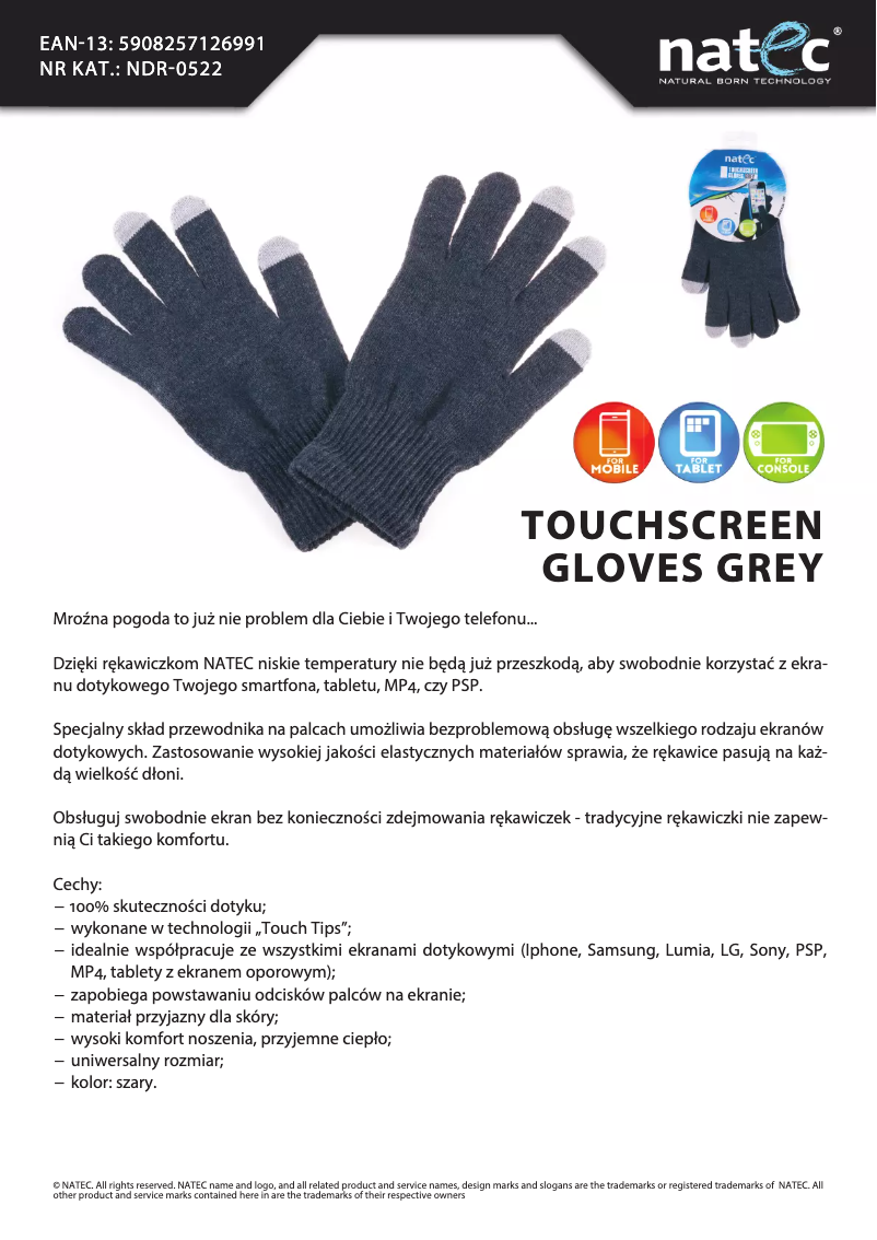 Page 1 de la notice Manuel utilisateur Natec NDR-0522