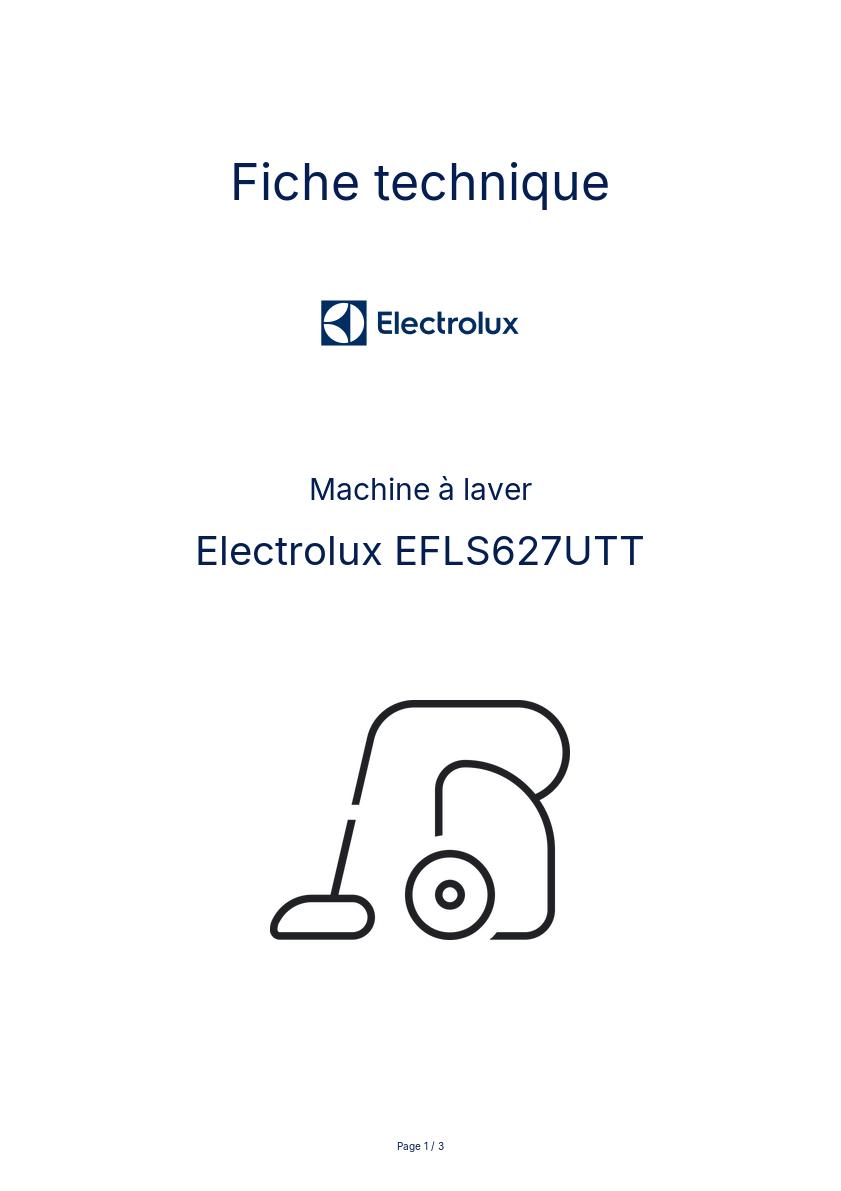 Page n°1 - Fiche technique Electrolux EFLS627UTT