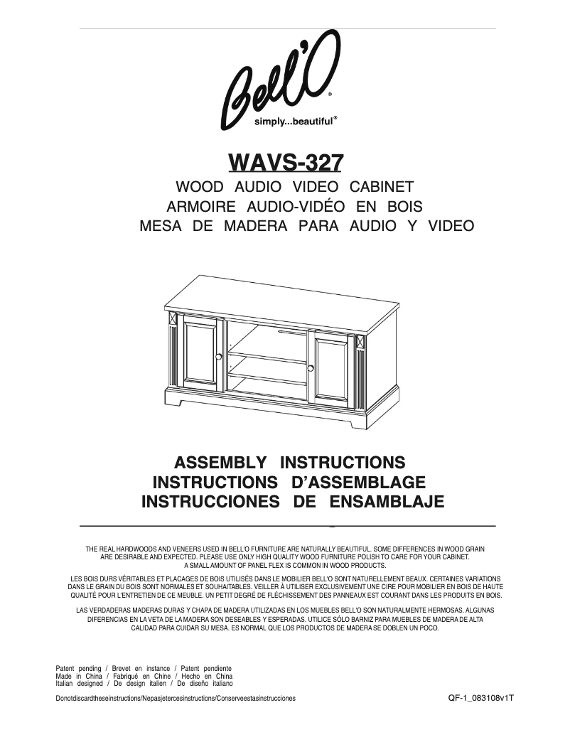 Page n°1 - Manuel utilisateur Bell'O WAVS-327