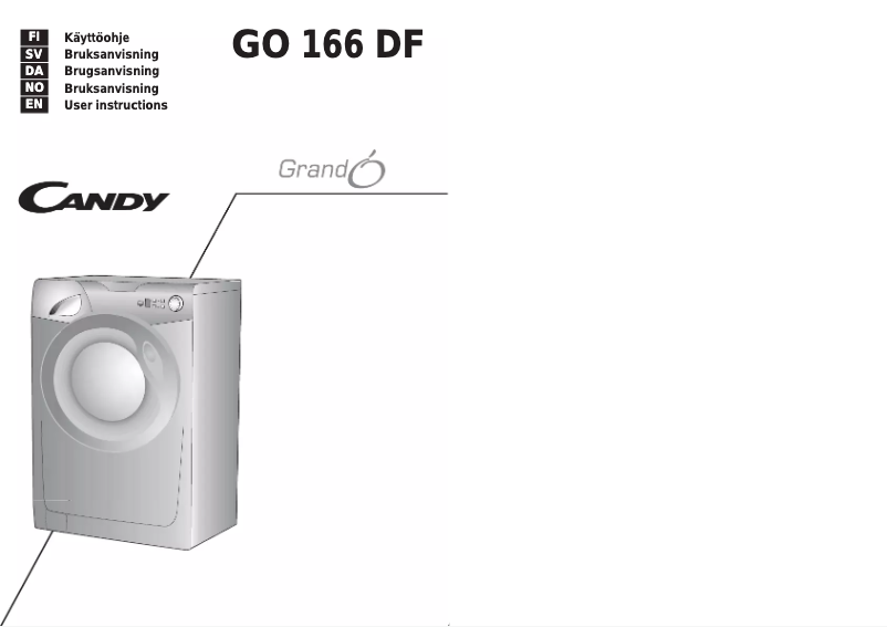 Page 1 de la notice Manuel utilisateur Candy GO 166 DF-86S