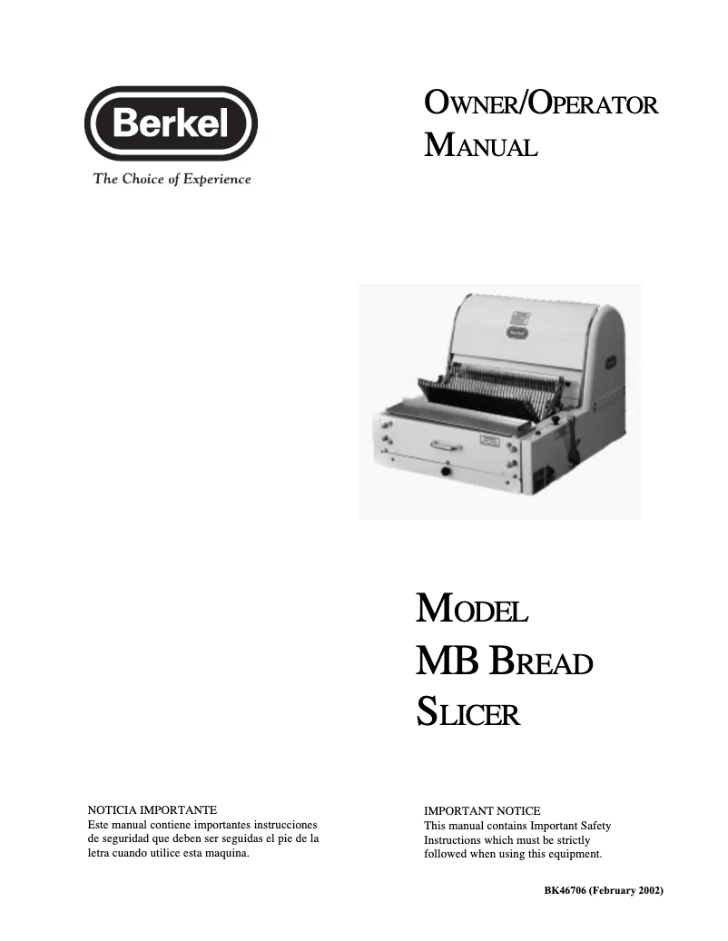 Image de la première page du manuel de l'appareil MB7