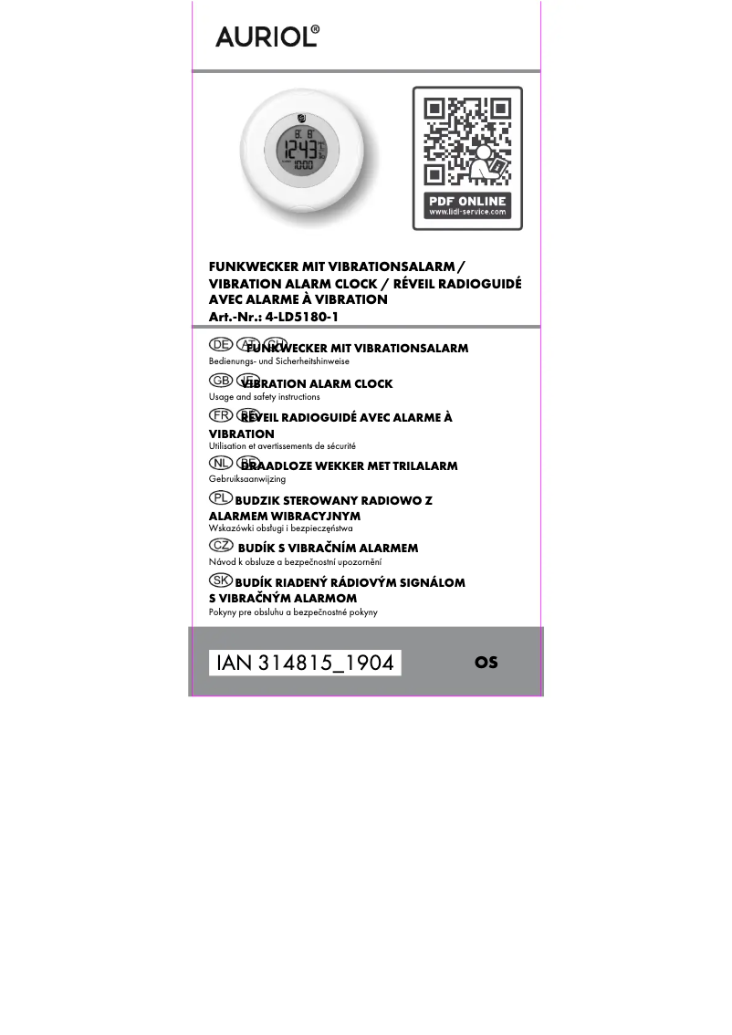 Page 1 de la notice Manuel utilisateur Auriol IAN 314815