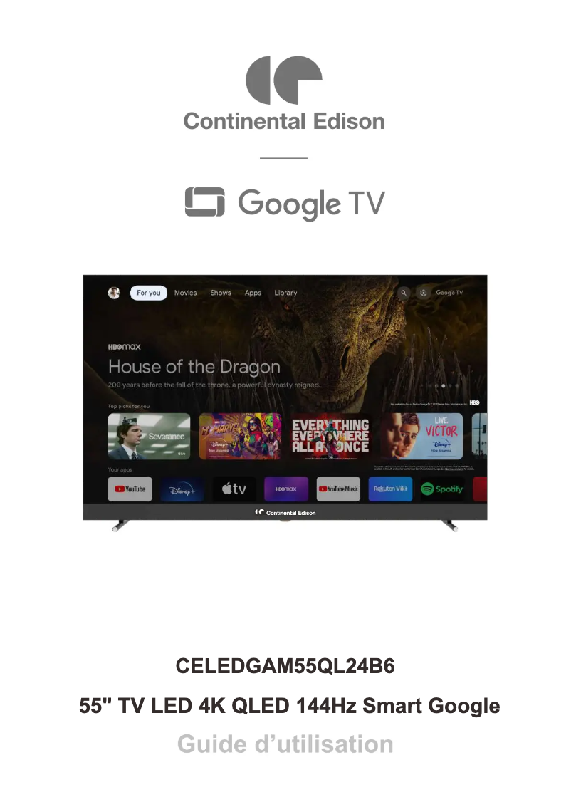 Página 1 del manual Manual de usuario Continental Edison CELEDGAM55QL24B6