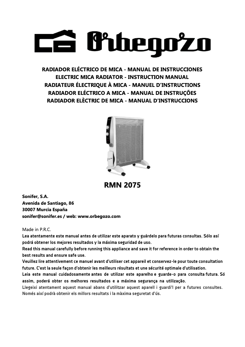 Page 1 de la notice Manuel utilisateur Orbegozo RMN 2075