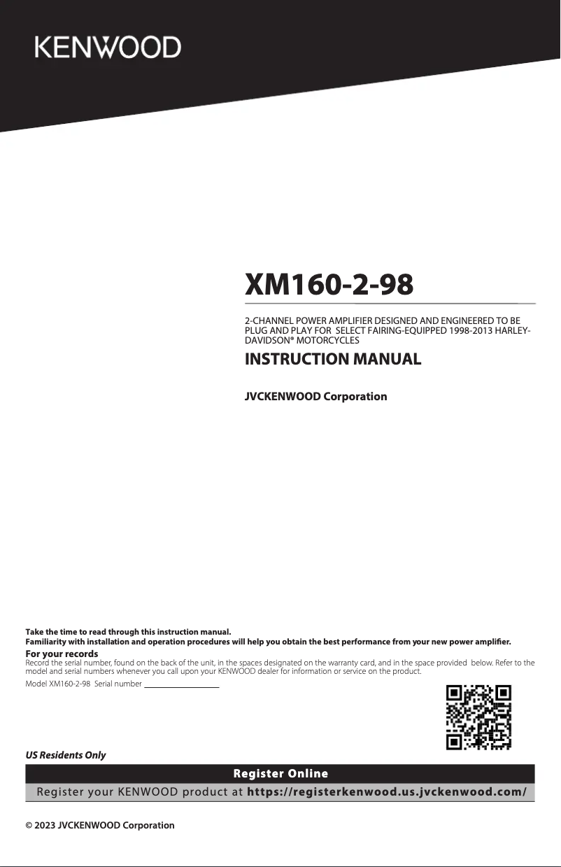 Page n°1 - Manuel utilisateur Kenwood XM160-2-98