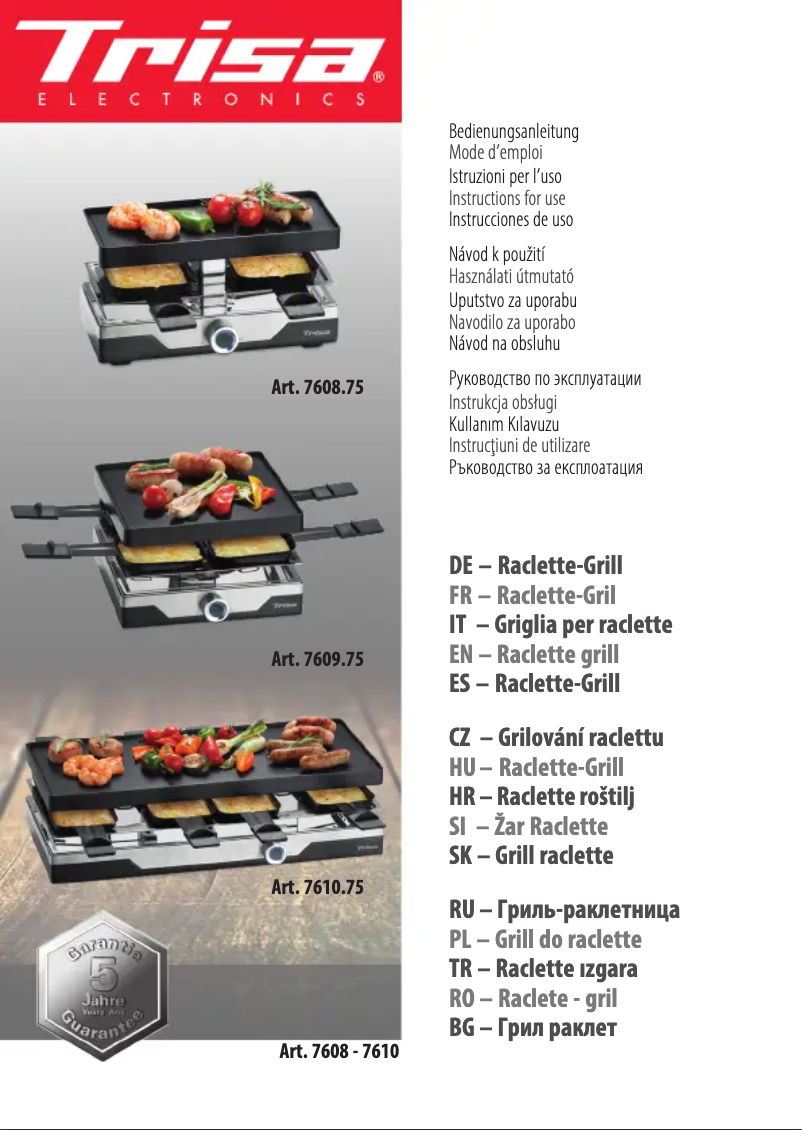 Image de la première page du manuel de l'appareil Premium 7610.75