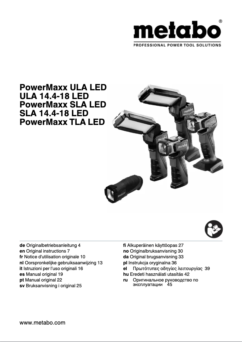 Page n°1 - Manuel utilisateur Metabo PowerMaxx TLA LED