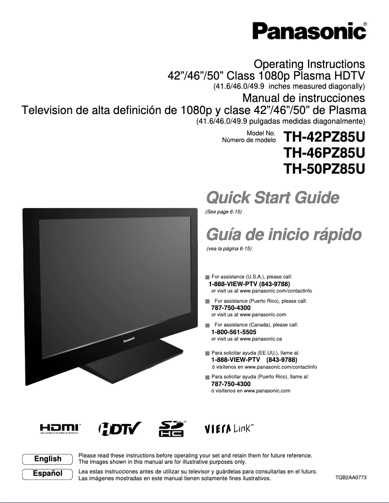 Page 1 de la notice Manuel utilisateur Panasonic Viera TH-42PZ85U
