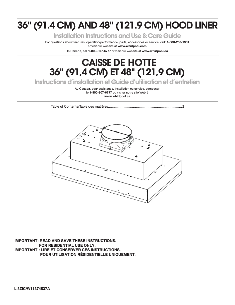 Page n°1 - Manuel utilisateur Amana UVL6036JSS