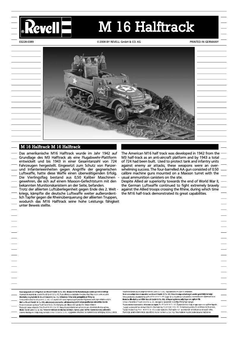 Page n°1 - Manuel utilisateur Revell M16 Halftrack