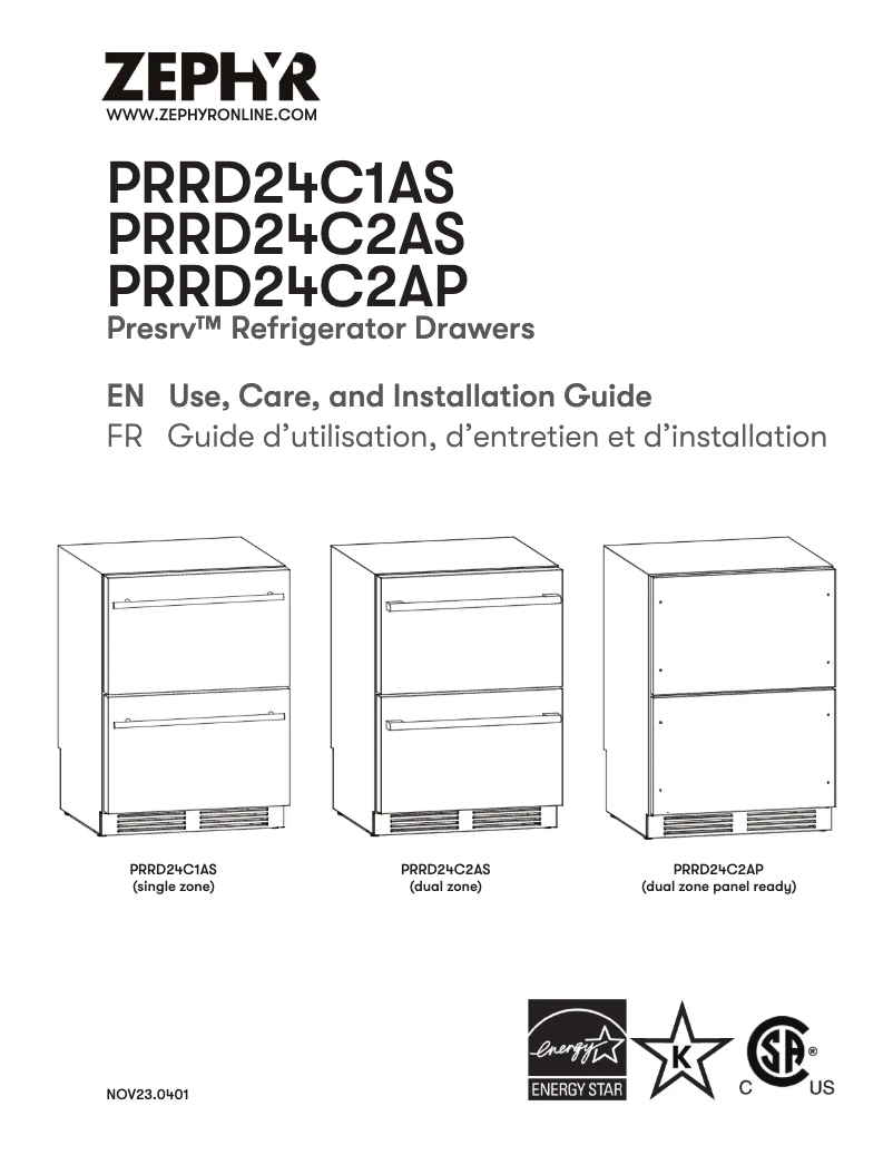Page n°1 - Manuel utilisateur Zephyr Presrv PRRD24C2AS