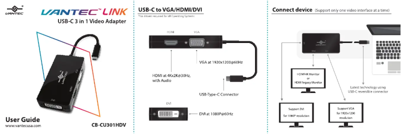 Página 1 del manual Manual de usuario Vantec CB-CU301HDV