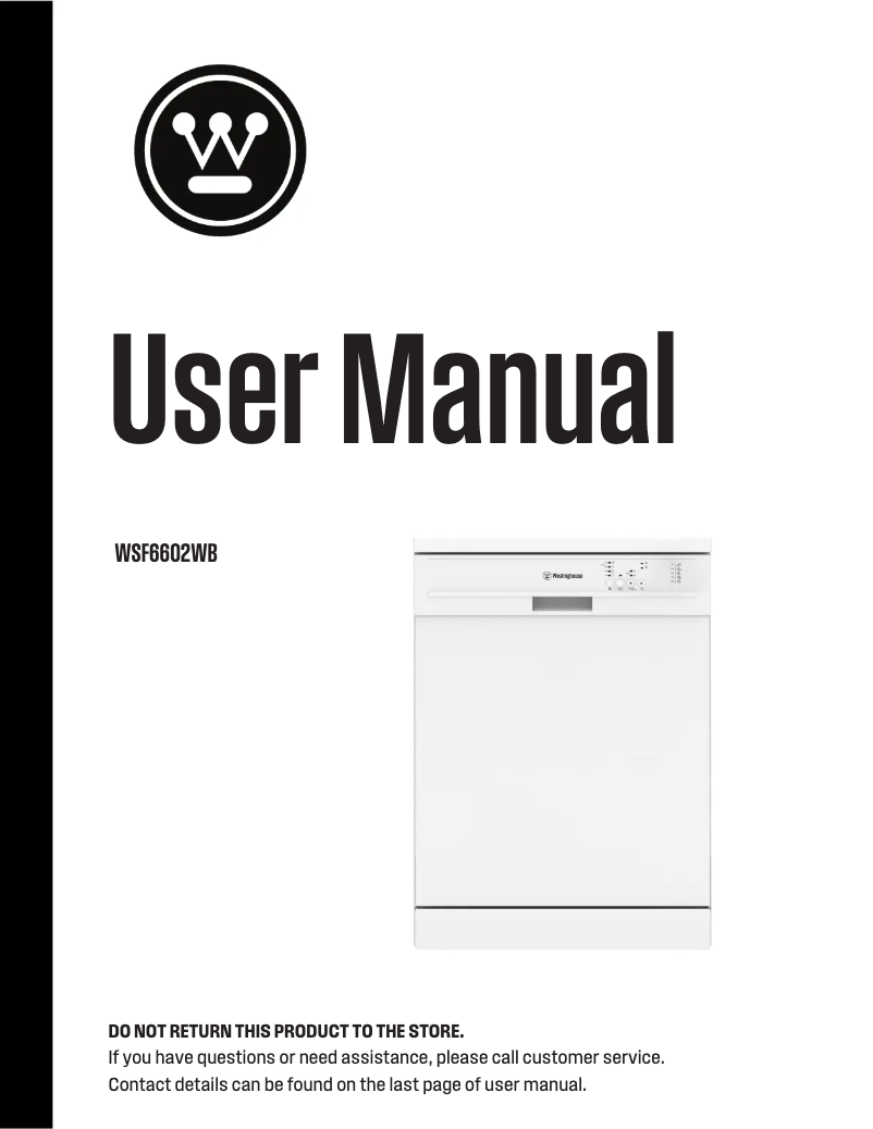Page n°1 - Manuel utilisateur Westinghouse WSF6602WB