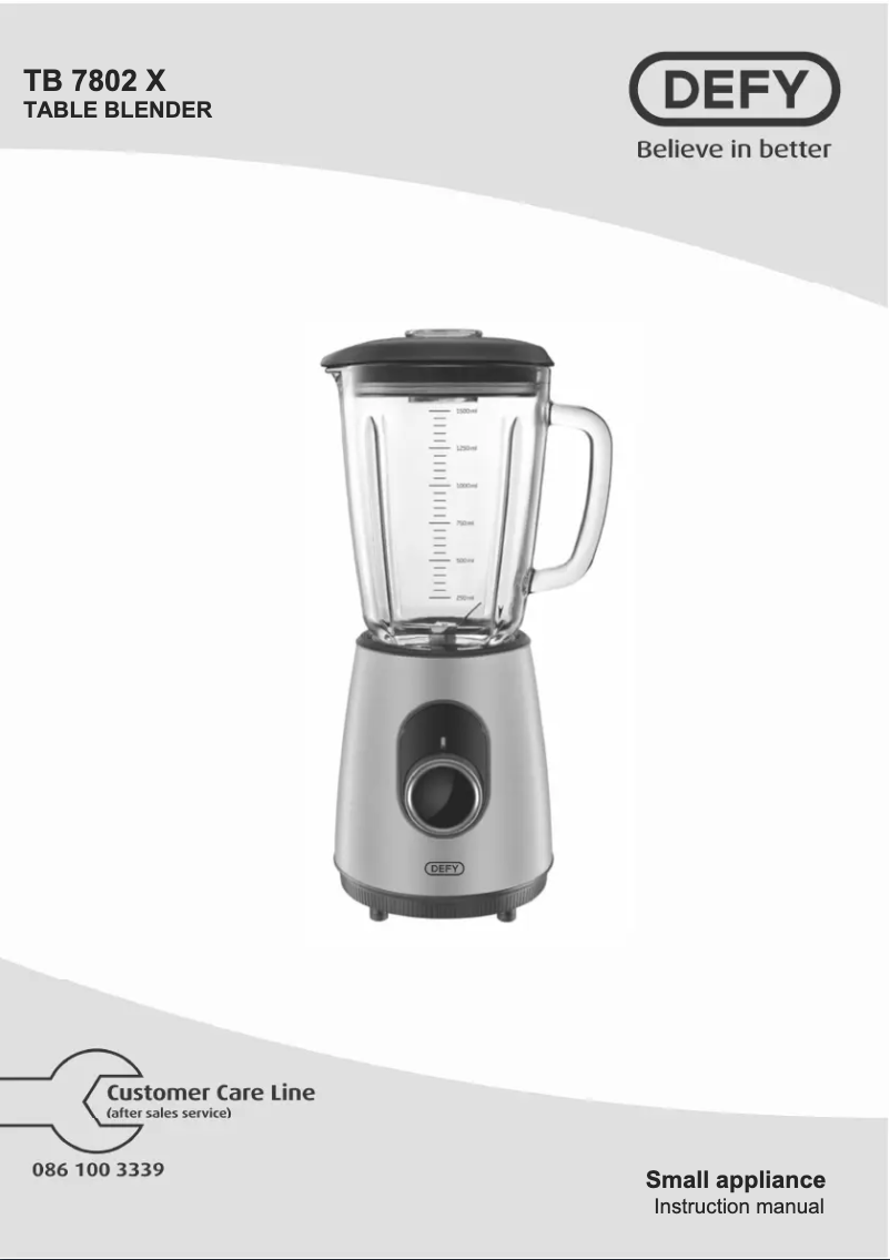 Page 1 de la notice Manuel utilisateur Defy TB7802X
