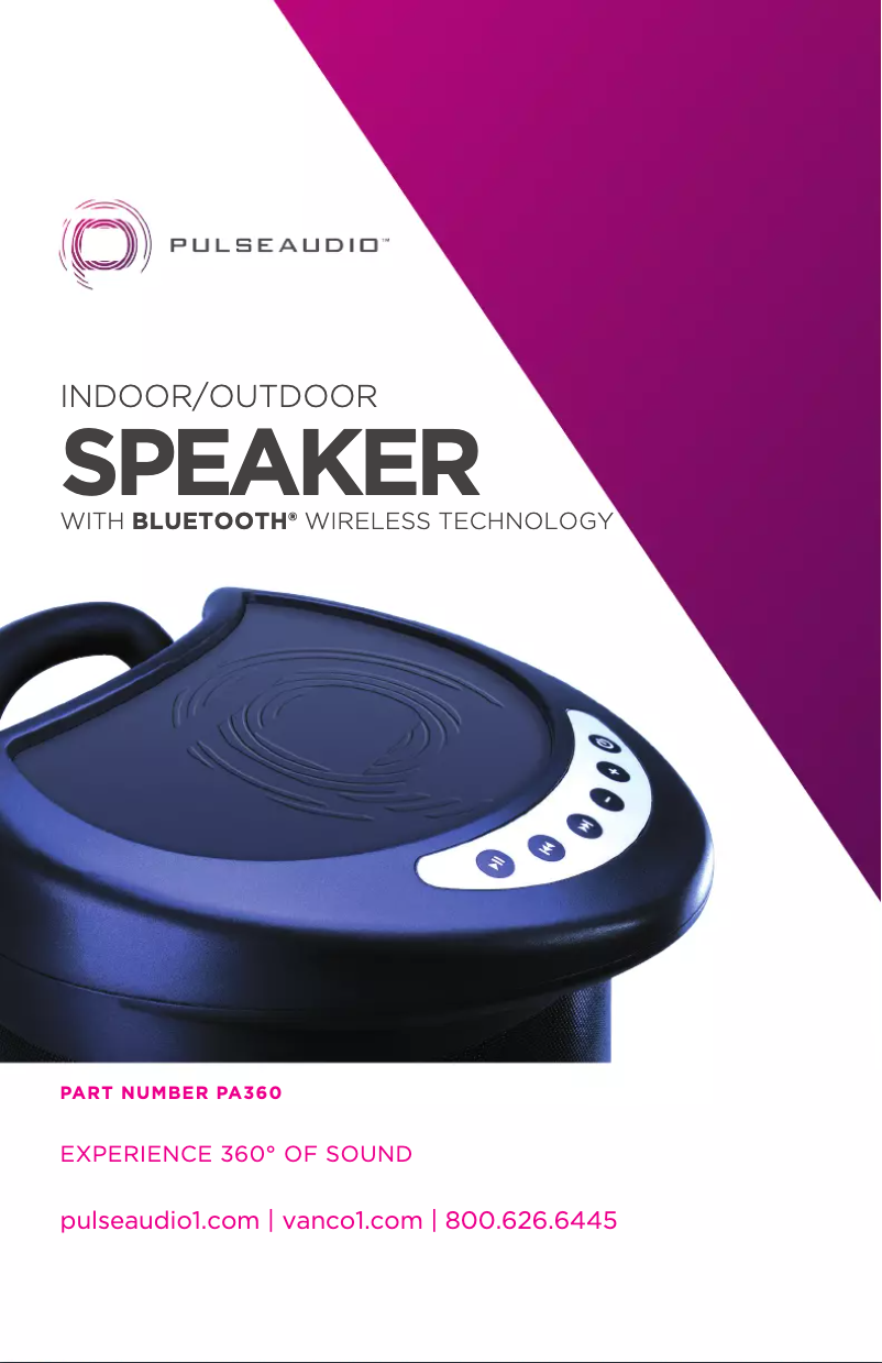 Page n°1 - Manuel utilisateur PulseAudio PA360