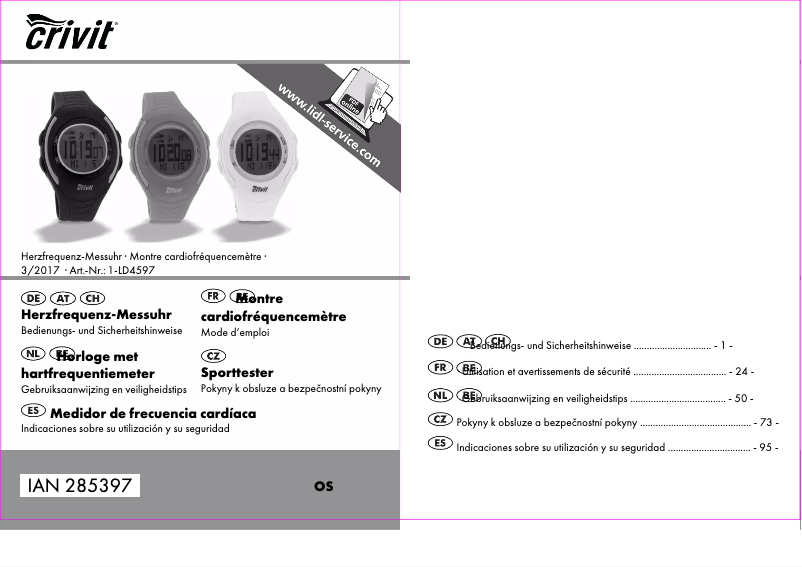 Page 1 de la notice Manuel utilisateur Crivit IAN 285397