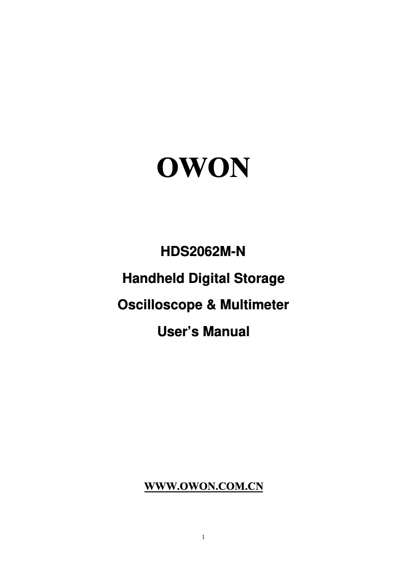 Page n°1 - Manuel utilisateur Owon HDS2062M-N