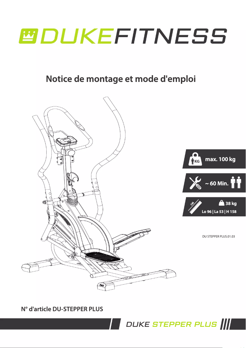 Page 1 de la notice Manuel utilisateur Duke Fitness Stepper Plus