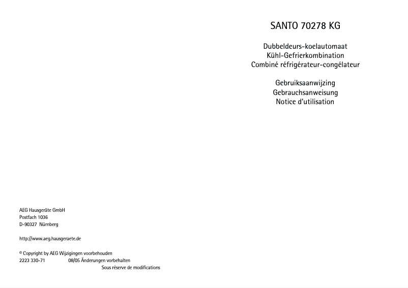 Página 1 del manual Manual de usuario AEG Santo 70278 KG