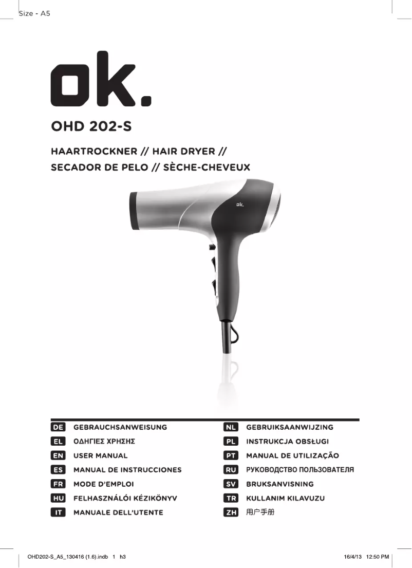 Image de la première page du manuel de l'appareil OHD 202-S