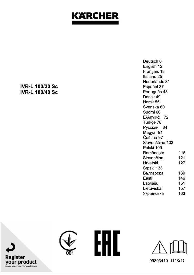 Página 1 del manual Manual de usuario Kärcher IVR-L 100/40 Sc