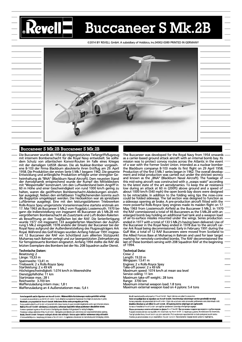 Page n°1 - Manuel utilisateur Revell Buccaneer S Mk.2B