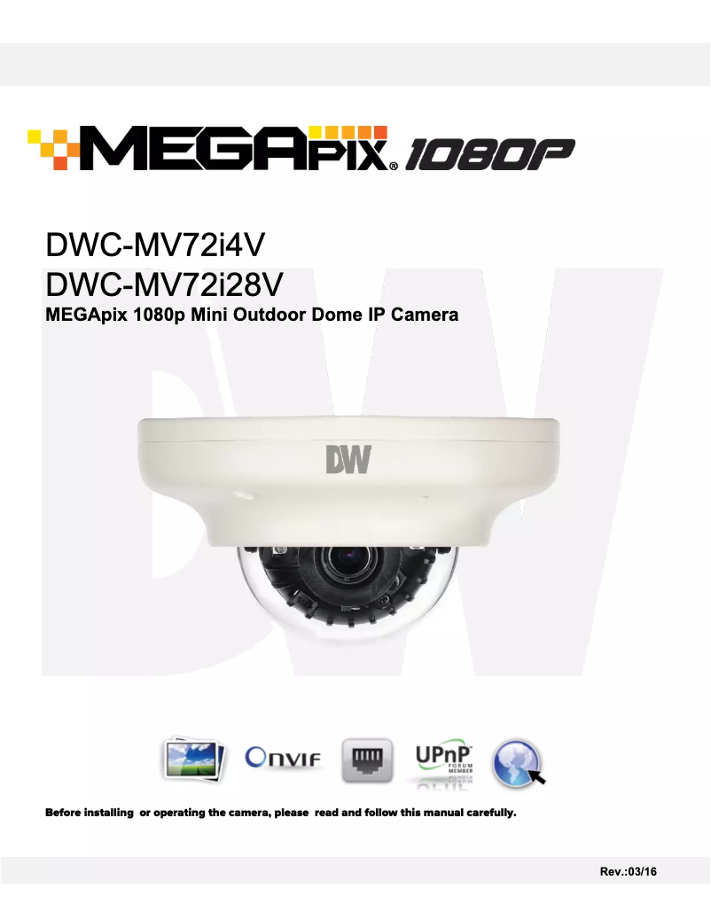 Page n°1 - Manuel utilisateur Digital Watchdog MegaPix DWC-MV72I28V