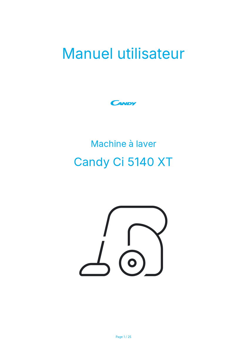 Page n°1 - Manuel utilisateur Candy Ci 5140 XT
