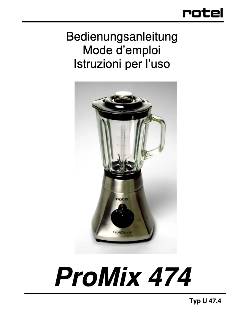 Image de la première page du manuel de l'appareil ProMix 474